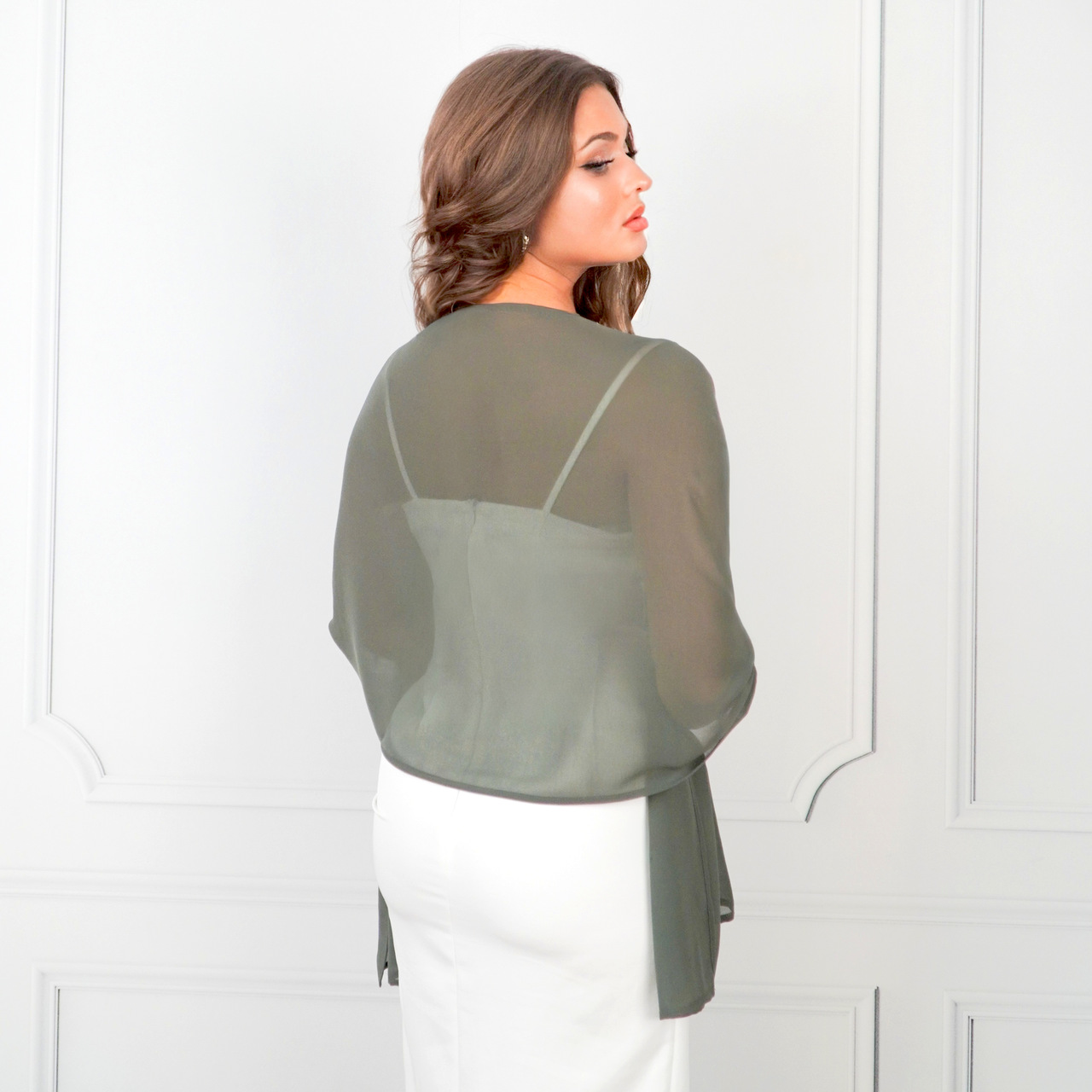 sage green chiffon wrap for dress wedding guest